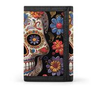 YHNNH Sugar Skulls Trifold Wallet Polyester Casual Wallets Portable Stylish Coin Purse for Men And Women
