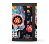 YHNNH Sugar Skulls Trifold Wallet Polyester Casual Wallets Portable Stylish Coin Purse for Men And Women