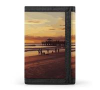 YHNNH Sunset Beach Trifold Wallet Polyester Casual Wallets Portable Stylish Coin Purse for Men And Women