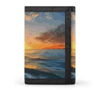 YHNNH Sunset Sea Trifold Wallet Polyester Casual Wallets Portable Stylish Coin Purse for Men And Women