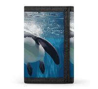 YHNNH Swimming Penguin Trifold Wallet Polyester Casual Wallets Portable Stylish Coin Purse for Men And Women