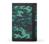 YHNNH Teal Camouflage Trifold Wallet Polyester Casual Wallets Portable Stylish Coin Purse for Men And Women