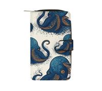 YHNNH Tentacles Octopus Leather Long Wallet Adult Travel Zipper Long Purse Multi-functional Credit Card Holder 12 Card Slot
