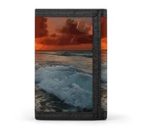 YHNNH The Beach Sunset Trifold Wallet Polyester Casual Wallets Portable Stylish Coin Purse for Men And Women