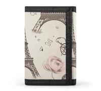 YHNNH The Eiffel Tower And A Bicycle Trifold Wallet Polyester Casual Wallets Portable Stylish Coin Purse for Men And Women