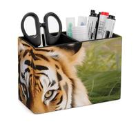 YHNNH Tiger Laying on The Grass Square Pen Holder And Pencil Cup Stand, Makeup Brush Holders for Desk Accessories,Workspace Organizers for Home School Office.