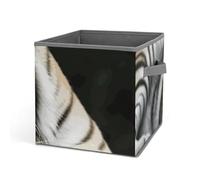 YHNNH Tiger Lie On Rock Storage Bins Collapsible Oxford Cloth Storage Cube Boxes Organizer with Handles Large Fabric Baskets for Clothes Blankets Toys