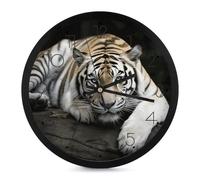 YHNNH Tiger Lie On Rock Wall Clock 10 Inch Silent Round Clocks Non Ticking Modern Wall Clock for Kitchen Bedroom Office Living Room