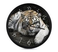 YHNNH Tiger Lie On Rock Wall Clock 10 Inch Silent Round Clocks Non Ticking Modern Wall Clock for Kitchen Bedroom Office Living Room