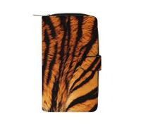 YHNNH Tiger Striped Pattern Leather Long Wallet Adult Travel Zipper Long Purse Multi-functional Credit Card Holder 12 Card Slot