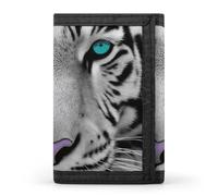 YHNNH Tiger with Teal Eyes Trifold Wallet Polyester Casual Wallets Portable Stylish Coin Purse for Men And Women