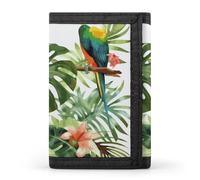YHNNH Toucans Parrot Palm Tree Leaves Trifold Wallet Polyester Casual Wallets Portable Stylish Coin Purse for Men And Women