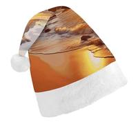 YHNNH Tropical Beach at Sunset Christmas Hat for Adults Personalized Comfort Santa Hat for Xmas New Year Party Gifts