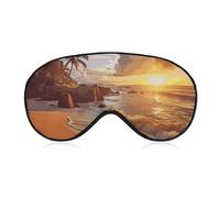 YHNNH Tropical Beach at Sunset Eye Masks Sleeping Light Blocking Adjustable Sleeping Mask with Detachable Breathable Eye Cover for Men/Women Sleeping Gifts