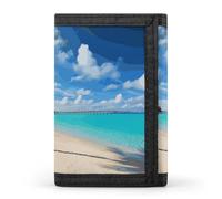 YHNNH Tropical Beach Trifold Wallet Polyester Casual Wallets Portable Stylish Coin Purse for Men And Women