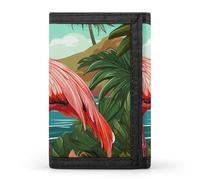 YHNNH Tropical Flamingo Trifold Wallet Polyester Casual Wallets Portable Stylish Coin Purse for Men And Women