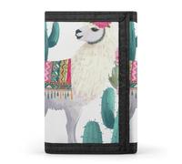 YHNNH Tropical Llama Alpaca Cactus Flower Trifold Wallet Polyester Casual Wallets Portable Stylish Coin Purse for Men And Women
