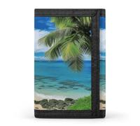 YHNNH Tropical Palm Tree Hawaii Beach Trifold Wallet Polyester Casual Wallets Portable Stylish Coin Purse for Men And Women