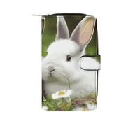 YHNNH Two Little Cute Rabbits Leather Long Wallet Adult Travel Zipper Long Purse Multi-functional Credit Card Holder 12 Card Slot