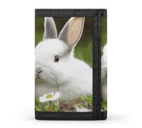 YHNNH Two Little Cute Rabbits Trifold Wallet Polyester Casual Wallets Portable Stylish Coin Purse for Men And Women