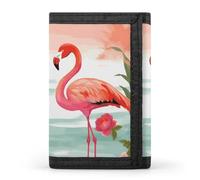 YHNNH Two Red Flamingos Trifold Wallet Polyester Casual Wallets Portable Stylish Coin Purse for Men And Women