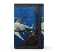 YHNNH Two White Sharks Trifold Wallet Polyester Casual Wallets Portable Stylish Coin Purse for Men And Women