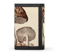 YHNNH Vintage Mushrooms Drawing Trifold Wallet Polyester Casual Wallets Portable Stylish Coin Purse for Men And Women