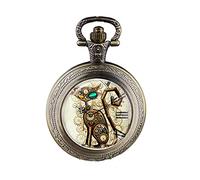 YHNNH, Vintage Steampunk Cat Locket Necklace Pocket Watch Pendant Gift(Bronze)