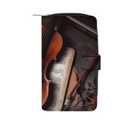 YHNNH Violin Sheet Music_78030672 Leather Long Wallet Adult Travel Zipper Long Purse Multi-functional Credit Card Holder 12 Card Slot