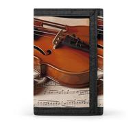 YHNNH Violin Sheet Music Trifold Wallet Polyester Casual Wallets Portable Stylish Coin Purse for Men And Women