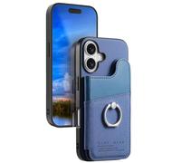 YHNNH Wallet Case for IPhone 17/17 Pro/17 Air/17 Pro Max, RFID Blocking Leather Cover Slim Business Case with Rotation Ring Stand,17 Air,Blue