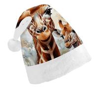 YHNNH Watercolor Deer Giraffe Christmas Hat for Adults Personalized Comfort Santa Hat for Xmas New Year Party Gifts