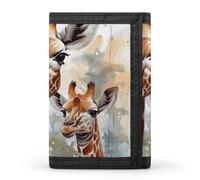 YHNNH Watercolor Deer Giraffe Trifold Wallet Polyester Casual Wallets Portable Stylish Coin Purse for Men And Women