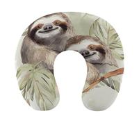 YHNNH Watercolor Sloth Neck Pillow Lightweight Portable U Shaped Pillow Memory Foam Cozy U-Shaped Sleep Pillows for Airplane Chair, Car,Office,Sleeping Rest Neck Head Cushion