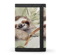 YHNNH Watercolor Sloth Trifold Wallet Polyester Casual Wallets Portable Stylish Coin Purse for Men And Women