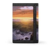 YHNNH Waterfall at Sunset Trifold Wallet Polyester Casual Wallets Portable Stylish Coin Purse for Men And Women
