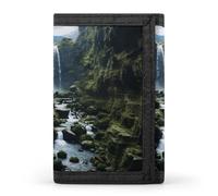 YHNNH Waterfall Cliff Trifold Wallet Polyester Casual Wallets Portable Stylish Coin Purse for Men And Women