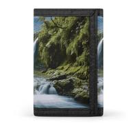 YHNNH Waterfall Landscape Painting Trifold Wallet Polyester Casual Wallets Portable Stylish Coin Purse for Men And Women