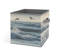 YHNNH Waves on The Beach with Sea Birds Storage Bins Collapsible Oxford Cloth Storage Cube Boxes Organizer with Handles Large Fabric Baskets for Clothes Blankets Toys