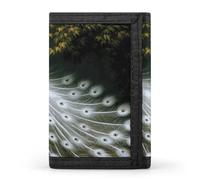 YHNNH White Peacock_78030696 Trifold Wallet Polyester Casual Wallets Portable Stylish Coin Purse for Men And Women