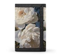 YHNNH White Peony Trifold Wallet Polyester Casual Wallets Portable Stylish Coin Purse for Men And Women