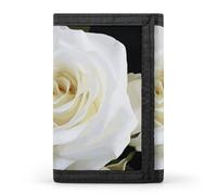 YHNNH White Rose Trifold Wallet Polyester Casual Wallets Portable Stylish Coin Purse for Men And Women