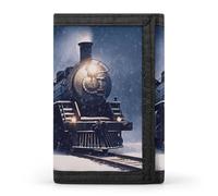 YHNNH Winter Christmas Snow Night Railway Train Trifold Wallet Polyester Casual Wallets Portable Stylish Coin Purse for Men And Women