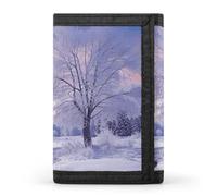 YHNNH Winter Landscape Trifold Wallet Polyester Casual Wallets Portable Stylish Coin Purse for Men And Women