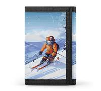 YHNNH Winter Skiing Trifold Wallet Polyester Casual Wallets Portable Stylish Coin Purse for Men And Women