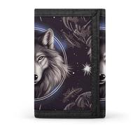 YHNNH Wolves And Dream Catchers Trifold Wallet Polyester Casual Wallets Portable Stylish Coin Purse for Men And Women