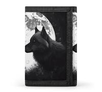 YHNNH Wolves Love Under The Moon Wild Animal Trifold Wallet Polyester Casual Wallets Portable Stylish Coin Purse for Men And Women