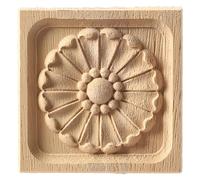 YHNNH， Wood Carved Mouldings, Mouldings 2Pcs Decal Stripe Corner Appliques Flower Frame Furniture Decor Home Woodcarving Figurines Craft(6 * 6cm)