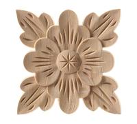 YHNNH， Wood Carved Mouldings, Wall Sculptures Home 2Pcs Decal Stripe Corner Appliques Flower Frame Furniture Decor Woodcarving Figurines Craft(8 * 8cm)