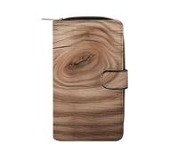 YHNNH Wood Grain Leather Long Wallet Adult Travel Zipper Long Purse Multi-functional Credit Card Holder 12 Card Slot